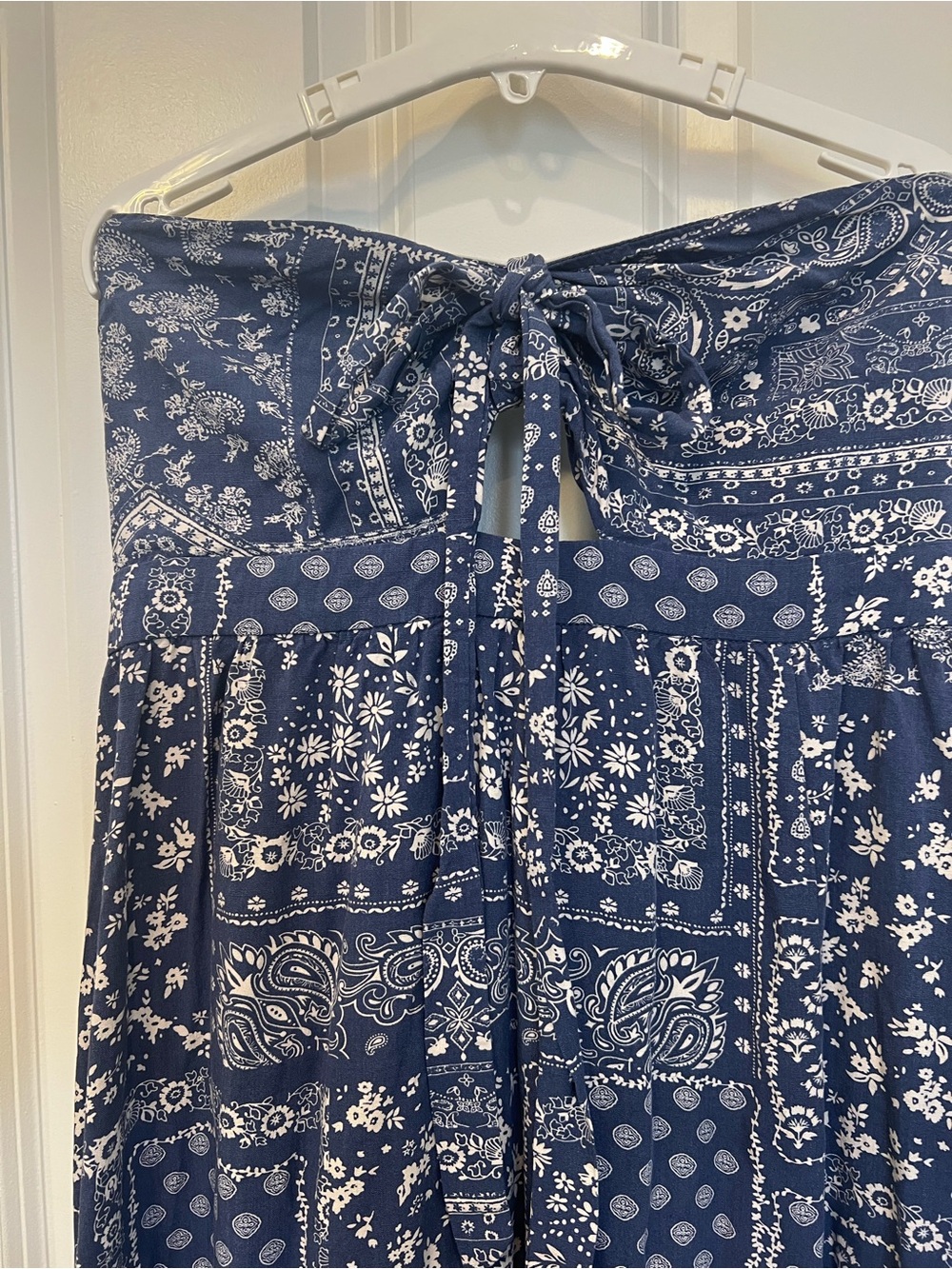 Rewind Navy Bandana-Print Strapless Maxi Skirt - Picture 4 of 5